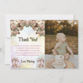 ウェスタンフローラ誕生日写真サンキューカード 招待状 (正面)