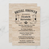 ウェスタンブライダルシャワーカウボーイブーツカントリーウッド 招待状 (正面/裏面)