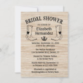 ウェスタンブライダルシャワーカウボーイブーツカントリーウッド 招待状 (正面)