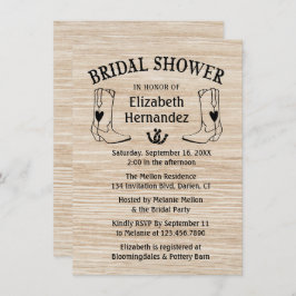 ウェスタンブライダルシャワーカウボーイブーツカントリーウッド 招待状