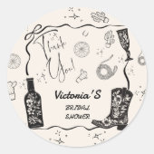 ウェスタンブライダルシャワーサンキューユー ラウンドシール (正面)