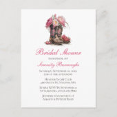 ウェスタンブライダルシャワー素朴フローラカウボーイブーツ インビテーションポストカード (正面)