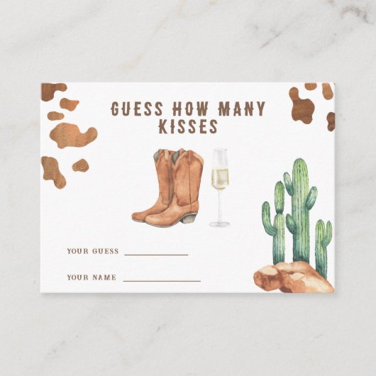 ウェスタンブライダルシャワー – ゲームの数キス エンクロージャーカード (正面)
