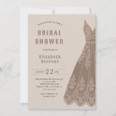 ウェスタンブライダルドレス女性のカーボーイシック素朴シャワー 招待状 (正面)