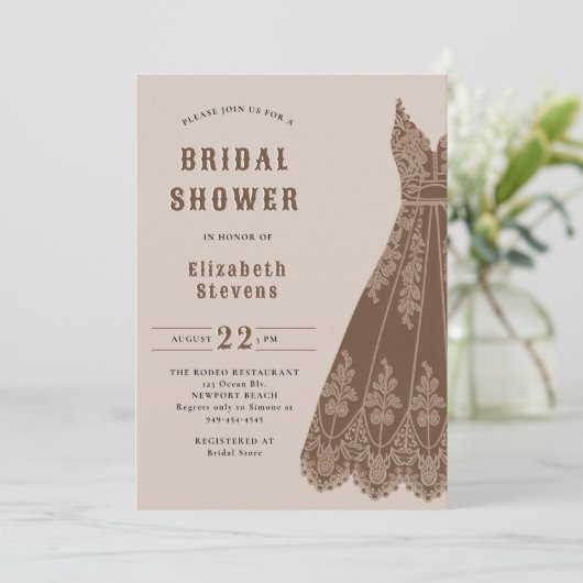 ウェスタンブライダルドレス女性のカーボーイレースシャ素朴ワー 招待状 (スタンド正面)