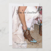 ウェスタンブライドと女性のカーボーイブーツ 招待状 (正面)