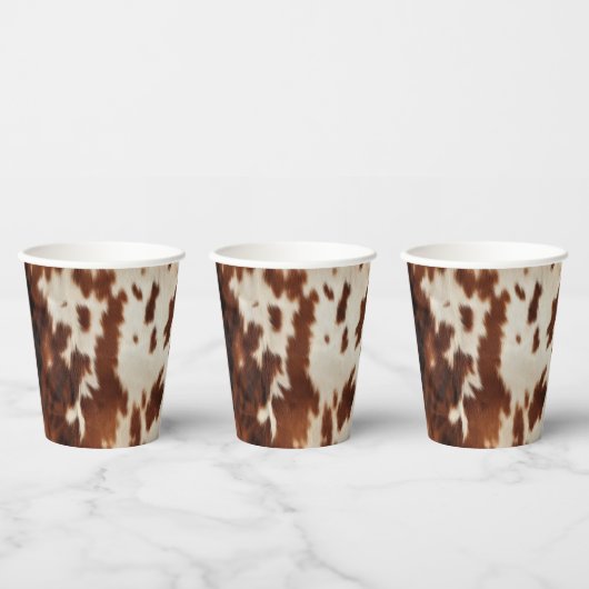 ウェスタンブラウンクリームカウハイド ウェディング 紙コップ (複数)