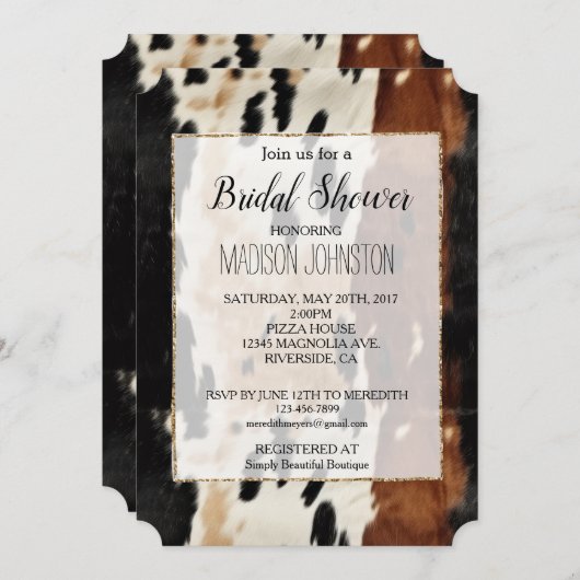 ウェスタンブラウンクリームレザー 招待状 (正面/裏面)