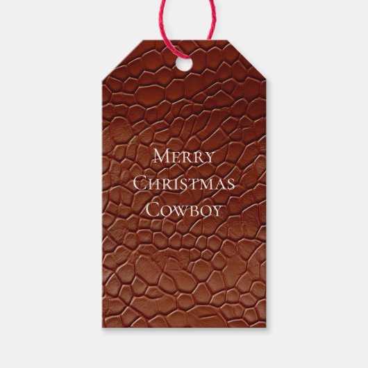 ウェスタンブラウンレザールックアニマル ギフトタグ (正面)