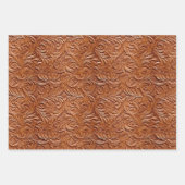 ウェスタンブラウンレザールックアニマル ラッピングペーパーシート (正面3)