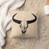 ウェスタンブルホーンヴィンテージカウスカルベージュスクリプト クッション (ブランケット)