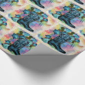 ウェスタンブルーカウボーイブーツ水彩バラ付き ラッピングペーパー (角)