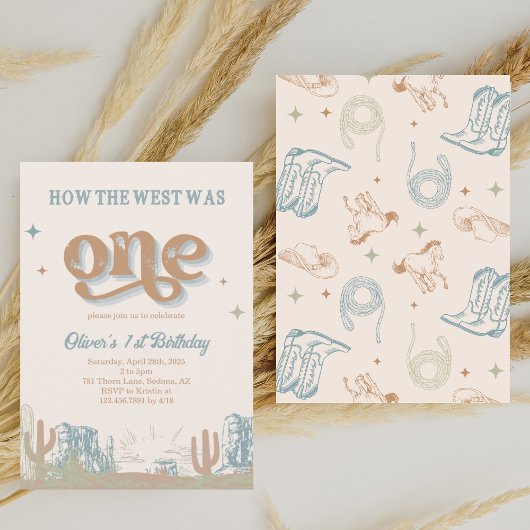 ウェスタンブルーカウボーイ　ファーストバースデー 招待状