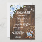 ウェスタンブルーベビーシャワーカントリーブーツ 招待状 (正面)