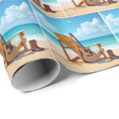 ウェスタンブーツとギターをオンビーチ ラッピングペーパー (ロールコーナー)