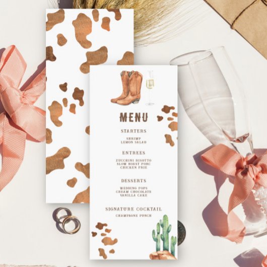 ウェスタンブーツとバブル ブライズメイドのシャーメニュー メニュー