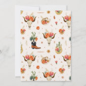 ウェスタンブーツのブライズシャワー 招待状 (裏面)