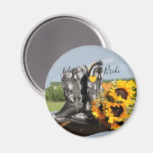 ウェスタンブーツひま素朴結婚フラワー マグネット (正面/裏面)