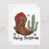 ウェスタンブーツサンタ メリークリスマスブーツ クリスマス インビテーションポストカード (正面/裏面)