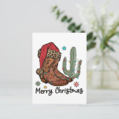 ウェスタンブーツサンタ メリークリスマスブーツ クリスマス インビテーションポストカード (スタンド正面)