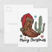 ウェスタンブーツサンタ メリークリスマスブーツ Xmas インビテーションポストカード (正面/裏面)