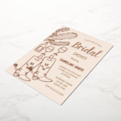 ウェスタンブーツバブリーボホゴールドフォイルブライダルシャワー 箔招待状 (回転した状態)