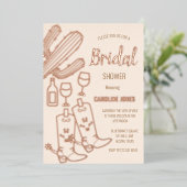 ウェスタンブーツバブリーボホゴールドフォイルブライダルシャワー 箔招待状 (立ち正面)