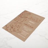 ウェスタンブーツバブリーボホゴールドフォイルブライダルシャワー 箔招待状 (回転した状態)