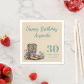 ウェスタンブーツフローラティース誕生日 スタンダードカクテルナプキン (インサイチュ)