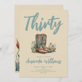 ウェスタンブーツフローラティース誕生日 招待状 (正面/裏面)