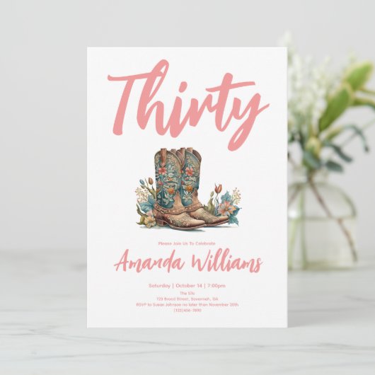 ウェスタンブーツフローラティース誕生日 招待状 (スタンド正面)