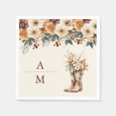 ウェスタンブーツフローラテラコッタ結婚ズ スタンダードカクテルナプキン (正面)