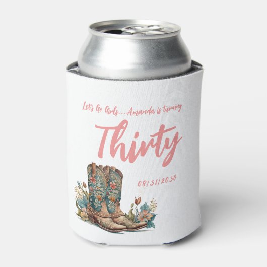 ウェスタンブーツフローラ30歳の誕生日パーティー缶 缶クーラー (缶正面)