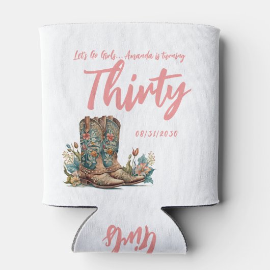 ウェスタンブーツフローラ30歳の誕生日パーティー缶 缶クーラー (裏面)