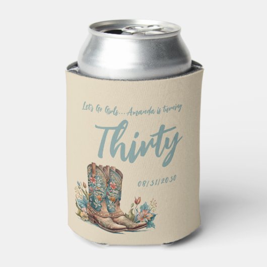ウェスタンブーツフローラ30歳の誕生日パーティー缶 缶クーラー (缶正面)