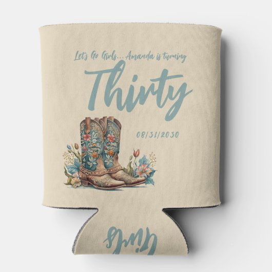ウェスタンブーツフローラ30歳の誕生日パーティー缶 缶クーラー (裏面)
