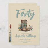 ウェスタンブーツフローラ40番誕生日 招待状 (正面/裏面)