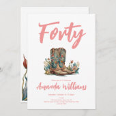 ウェスタンブーツフローラ40番誕生日 招待状 (正面/裏面)