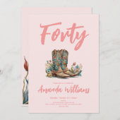 ウェスタンブーツフローラ40番誕生日 招待状 (正面/裏面)