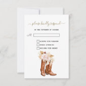 ウェスタンブーツ女性のカーボーイフローラベビーシャワー 出欠カード (正面)