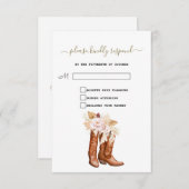 ウェスタンブーツ女性のカーボーイフローラベビーシャワー 出欠カード (正面/裏面)