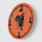 ウェスタンブーツ&サドルクロック2 ラージ壁時計 (傾斜)