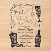 ウェスタンブーツ&バブリーボウブライダルシャワー アクリル招待状 (正面)