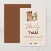 ウェスタンブーツ＆バブル ブライズシャワー サンキューカード (正面/裏面)