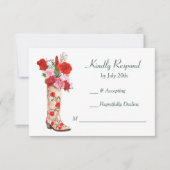 ウェスタンブートレッドローゼウェディングRSVP 出欠カード (正面)