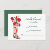 ウェスタンブートレッドローゼウェディングRSVP 出欠カード (正面/裏面)