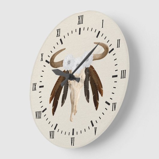 ウェスタンプレーリーフローラコウスカルローマ数字 ラージ壁時計 (傾斜)
