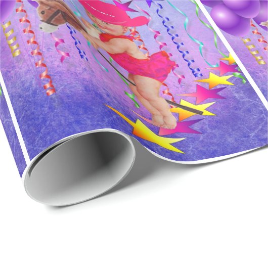 ウェスタンベビー女性のカーボーイオンスティック馬ギフトラップ ラッピングペーパー (ロールコーナー)