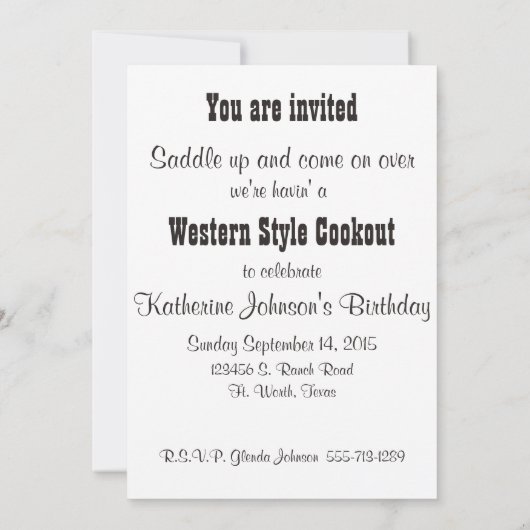 ウェスタンベルトとデニムにバックルあなたの招待され存在 招待状 (裏面)