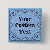 ウェスタンペイズリーブルーバンダナプリント 缶バッジ (正面)